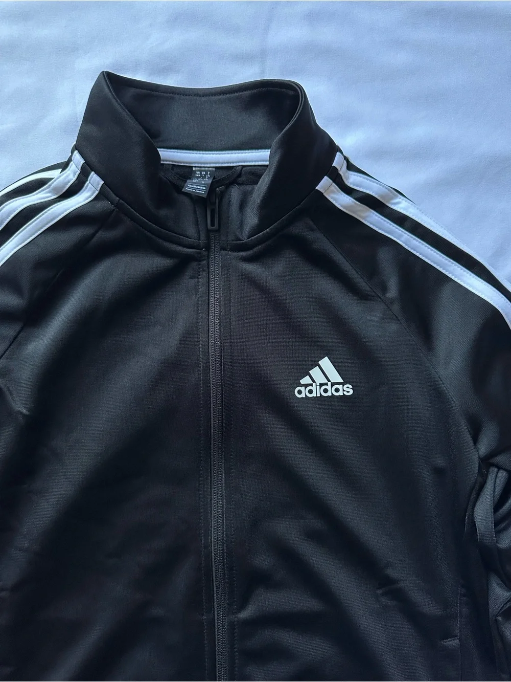 adidas Black Track Jacket with White Three-Stripes